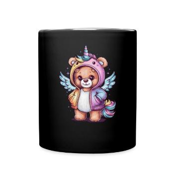 Teddy bear unicorn in kawaii look - Full Colour Mug - black - Front