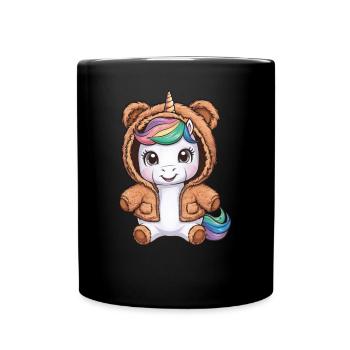 Tenue Licorne Kawaii avec Ours - Mug uni - noir - Devant
