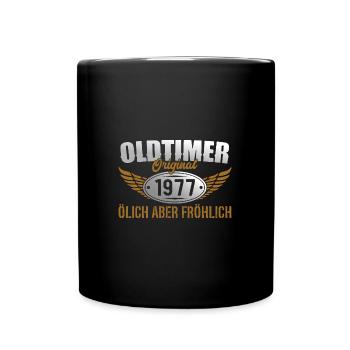 Oldtimer 1977 Geboren Geschenk Geburtstag - Tasse einfarbig - Schwarz - Vorne