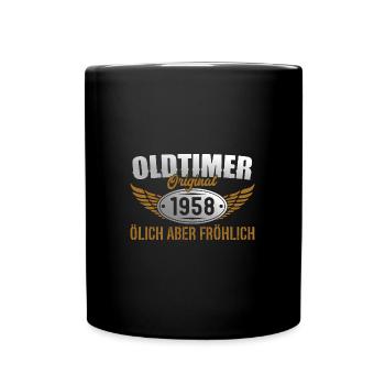 Oldtimer 1958 Geboren Geschenk Geburtstag - Tasse einfarbig - Schwarz - Vorne