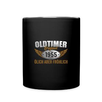 Oldtimer 1955 Geboren Geschenk Geburtstag - Tasse einfarbig - Schwarz - Vorne