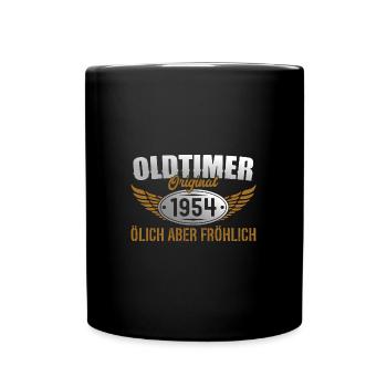 Oldtimer 1954 Geboren Geschenk Geburtstag - Tasse einfarbig - Schwarz - Vorne