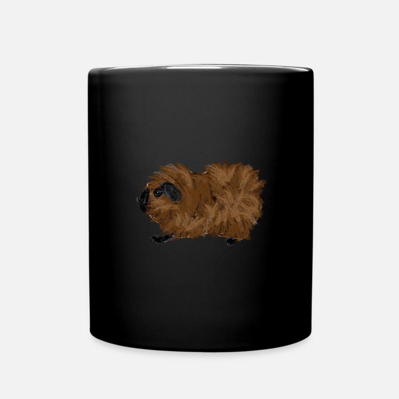 Design with a rosette guinea pig - Full Colour Mug - black