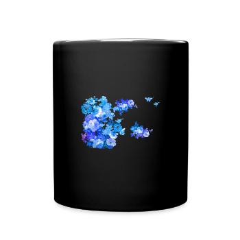 Flowers,Flower,Spring,Blossoms,Blue,Light Blue,Floral - Full Colour Mug - black - Front