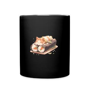 Chat à sushi - Mug uni - noir - Devant