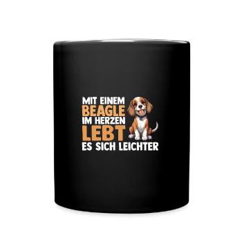 Hund Beagle - Tasse einfarbig - Schwarz - Vorne