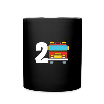 Fire engine children's birthday party - Full Colour Mug - black - Front