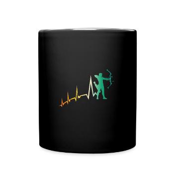 Bogenschütze Herzschlag Bogenschießen - Tasse einfarbig - Schwarz - Vorne