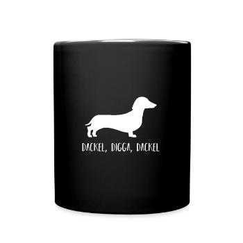Hund Dackel - Tasse einfarbig - Schwarz - Vorne
