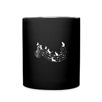 Katzen und Musik - Tasse einfarbig - Schwarz - Vorne