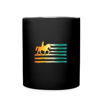 Reiten Pferde - Tasse einfarbig - Schwarz - Vorne