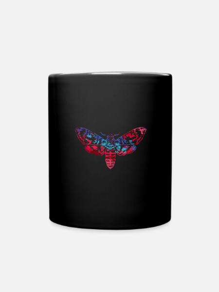 Motte,outline,grau,beige,Falter,bunt - Tasse einfarbig - Schwarz