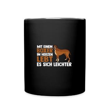 Hund Deutscher Boxer - Tasse einfarbig - Schwarz - Vorne
