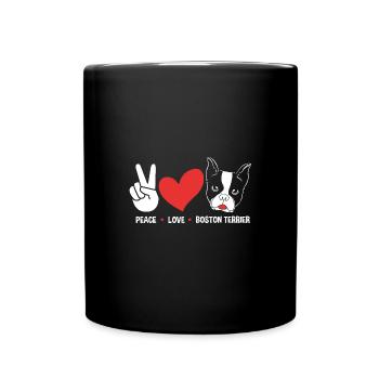 Boston Terrier - Tasse einfarbig - Schwarz - Vorne