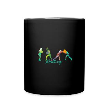 Wrestling,Sports,Wrestler,Graffiti,Colorful - Full Colour Mug - black - Front