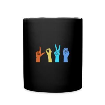 Sign language sign ASL deaf - Full Colour Mug - black - Front