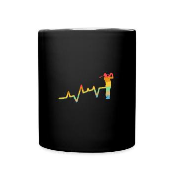 Golfspieler Herzschlag Golf - Tasse einfarbig - Schwarz - Vorne