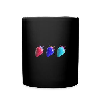 Fraises colorées, pop, œuvres d’art, fraise blanche - Mug uni - noir - Devant