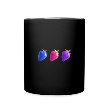 Fraises colorées, pop, œuvres d’art, fraise blanche - Mug uni - noir - Devant