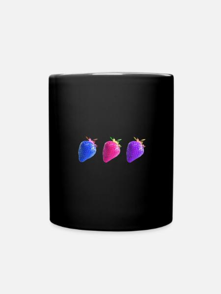 Erdbeeren, bunt, popart, artwork,weisse erdbeere - Tasse einfarbig - Schwarz