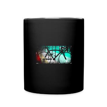 Fahrrad,vintage, illustration,bunt,retro - Tasse einfarbig - Schwarz - Vorne