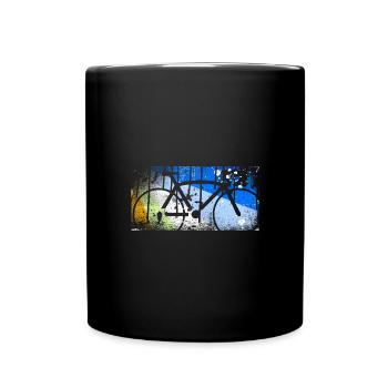 vélo,vintage,illustration,coloré,rétro,graffiti - Mug uni - noir - Devant