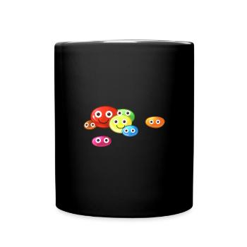 süßigkeiten,m&m, nüsse, schokoperlen,bunt,comic - Tasse einfarbig - Schwarz - Vorne