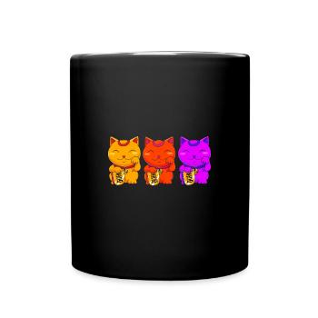 Maneki Neko Japan Glücksbringer - Tasse einfarbig - Schwarz - Vorne