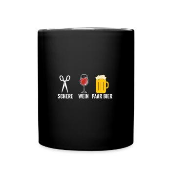 Wein Schere Paar Bier - Tasse einfarbig - Schwarz - Vorne