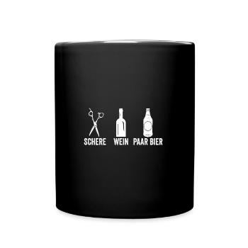 Wein Schere Paar Bier - Tasse einfarbig - Schwarz - Vorne