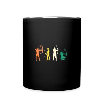 Bogenschütze Evolution Bogenschießen - Tasse einfarbig - Schwarz - Vorne