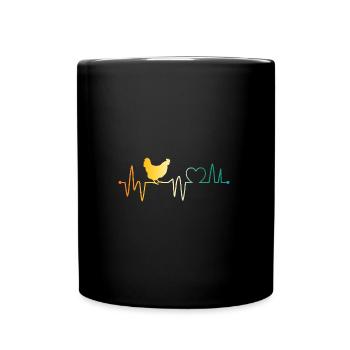 Poule battement de cœur des poules - Mug uni - noir - Devant