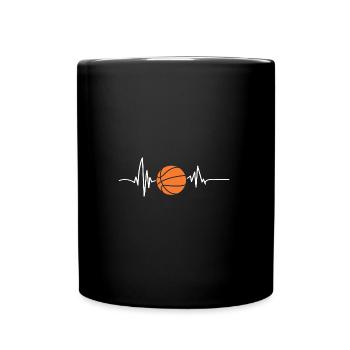 Basketballspieler Herzschlag Basketball - Tasse einfarbig - Schwarz - Vorne