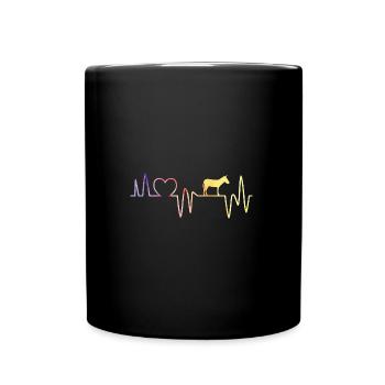 Herzschlag Esel - Tasse einfarbig - Schwarz - Vorne