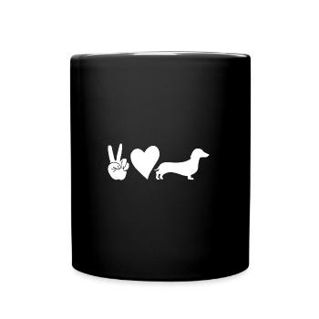 Hund Dackel - Tasse einfarbig - Schwarz - Vorne