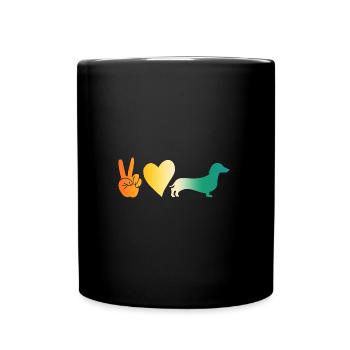 Hund Dackel - Tasse einfarbig - Schwarz - Vorne