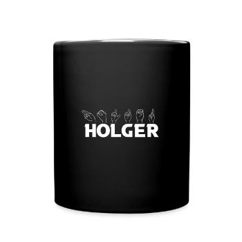 Gebärdensprache Holger - Tasse einfarbig - Schwarz - Vorne