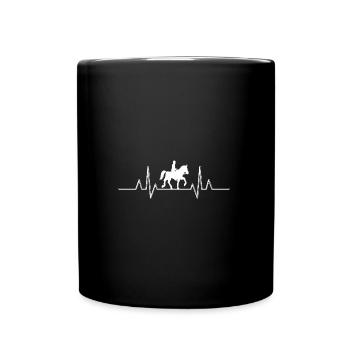 Reiten Herzschlag Pferde - Tasse einfarbig - Schwarz - Vorne