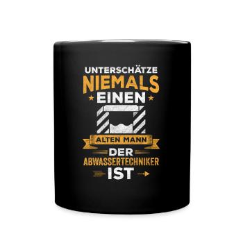 Fachkraft Abwassertechnik Kläranlage Abwasser - Tasse einfarbig - Schwarz - Vorne