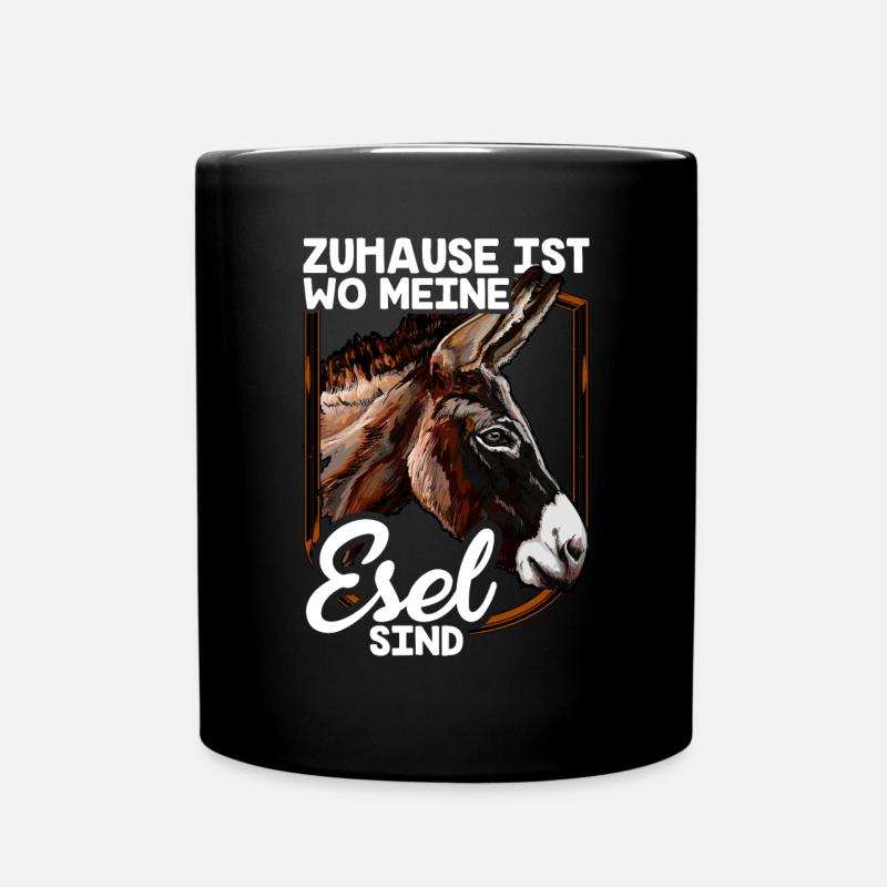 Zuhause ist wo meine Esel sind Bauernhof - Tasse einfarbig - Schwarz