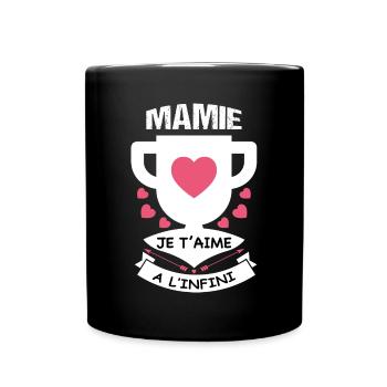 Mamie je t'aime à l'infini - Mug uni - noir - Devant