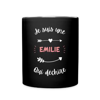 Je suis une Emilie qui déchire - Mug uni - noir - Devant