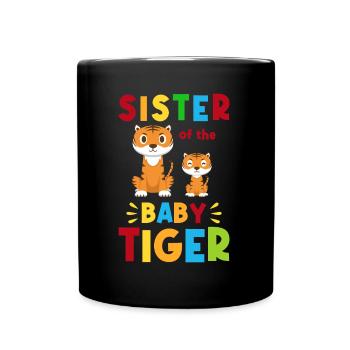 Older Sister Birth Little Sister - Full Colour Mug - black - Front
