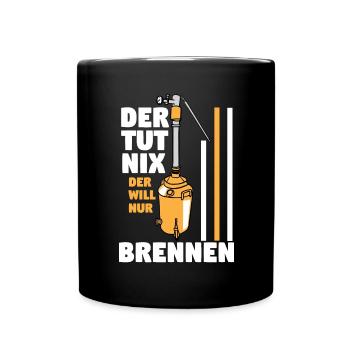 Schnaps brennen Schnapsbrenner Selbstgebrannter - Tasse einfarbig - Schwarz - Vorne
