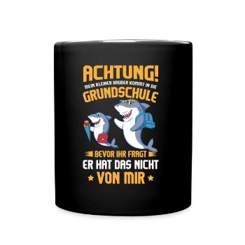 Schulanfang Einschulung 1 Klasse Grundschule - Tasse einfarbig - Schwarz - Vorne