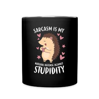 Ma défense naturelle contre la stupidité Hedgehog - Mug uni - noir - Devant
