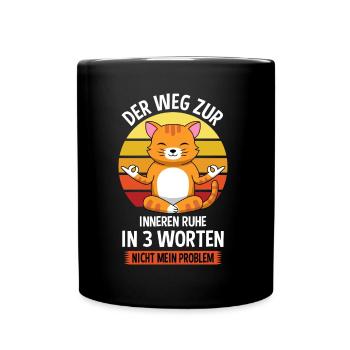 Yoga Meditieren Sport Fitness Meditation Katze - Tasse einfarbig - Schwarz - Vorne