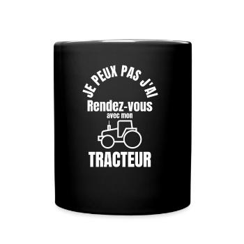 Je peux pas j'ai rendez-vous avec mon tracteur - Mug uni - noir - Devant