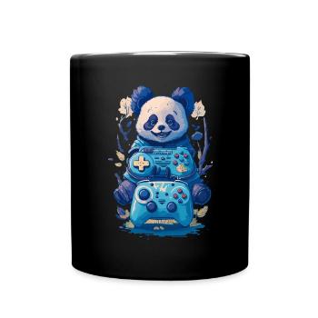 Gamer Panda with Gamepad Illustration - Full Colour Mug - black - Front