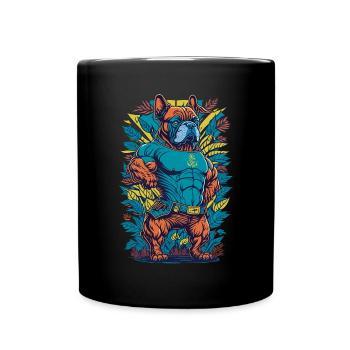 Bodybuilder Hund Illustration - Tasse einfarbig - Schwarz - Vorne